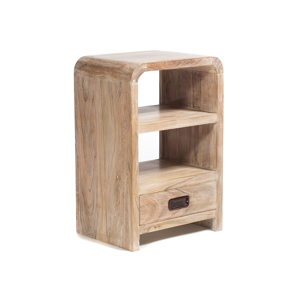 Artekko Attari Κομοδίνο σε Λευκή Πατίνα από Ξύλο Teak (40x30x60)cm Artekko 720-1238