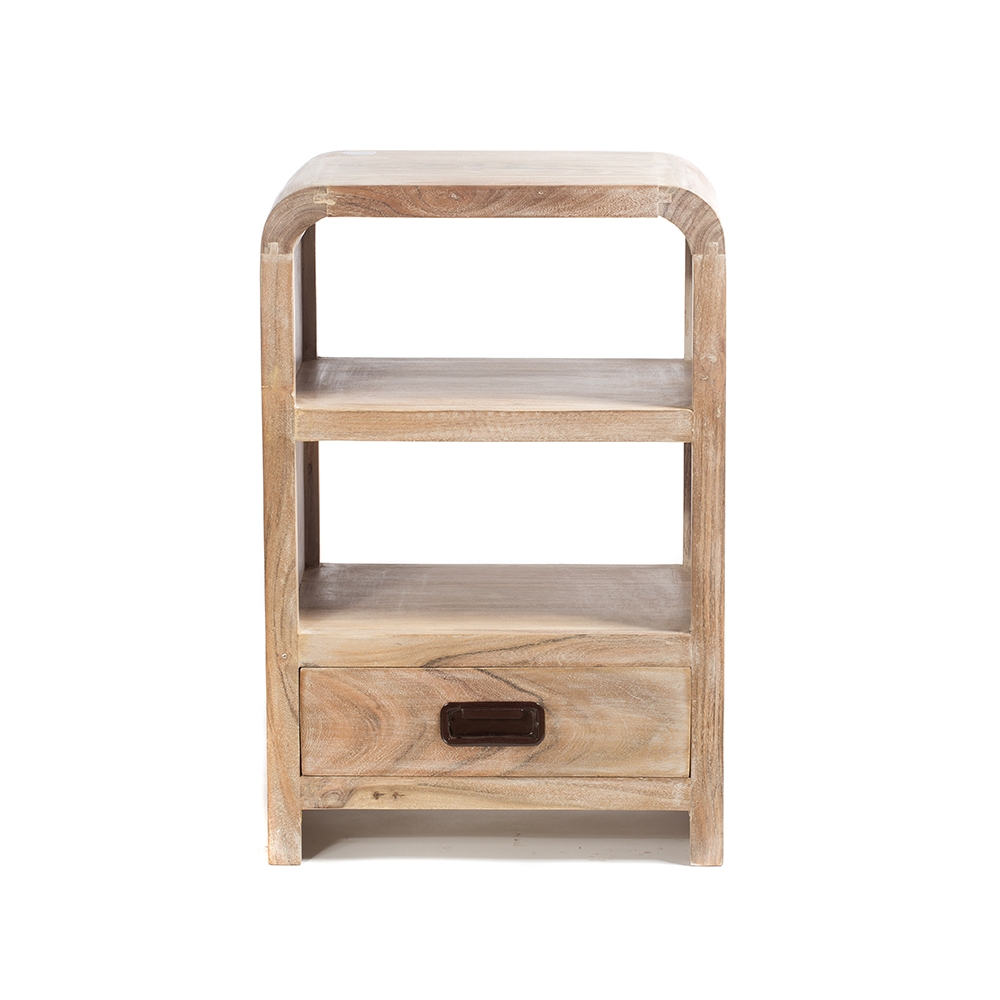 Artekko Attari Κομοδίνο σε Λευκή Πατίνα από Ξύλο Teak (40x30x60)cm Artekko 720-1238