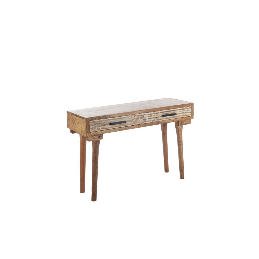 Artekko Attari Καφέ Κονσόλα από Ξύλο Teak με 2 Συρτάρια (118x40x79)cm Artekko 720-1253-LAP
