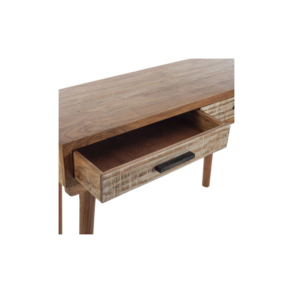 Artekko Attari Καφέ Κονσόλα από Ξύλο Teak με 2 Συρτάρια (118x40x79)cm Artekko 720-1253-LAP