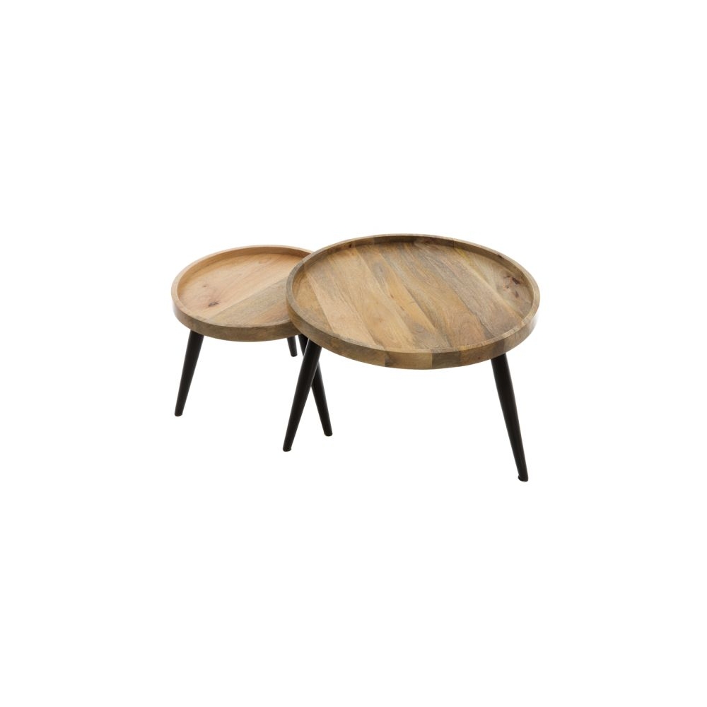 Artekko Attari Καφέ Βοηθητικά Τραπέζια από Ξύλο Teak (60x60x45)cm (45x45x38.5)cm Artekko 720-1292-NATURAL