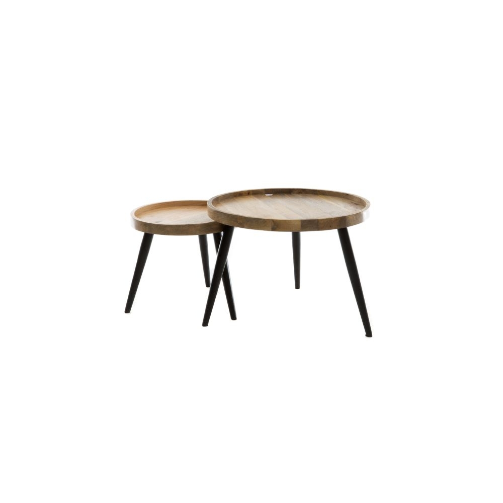 Artekko Attari Καφέ Βοηθητικά Τραπέζια από Ξύλο Teak (60x60x45)cm (45x45x38.5)cm Artekko 720-1292-NATURAL