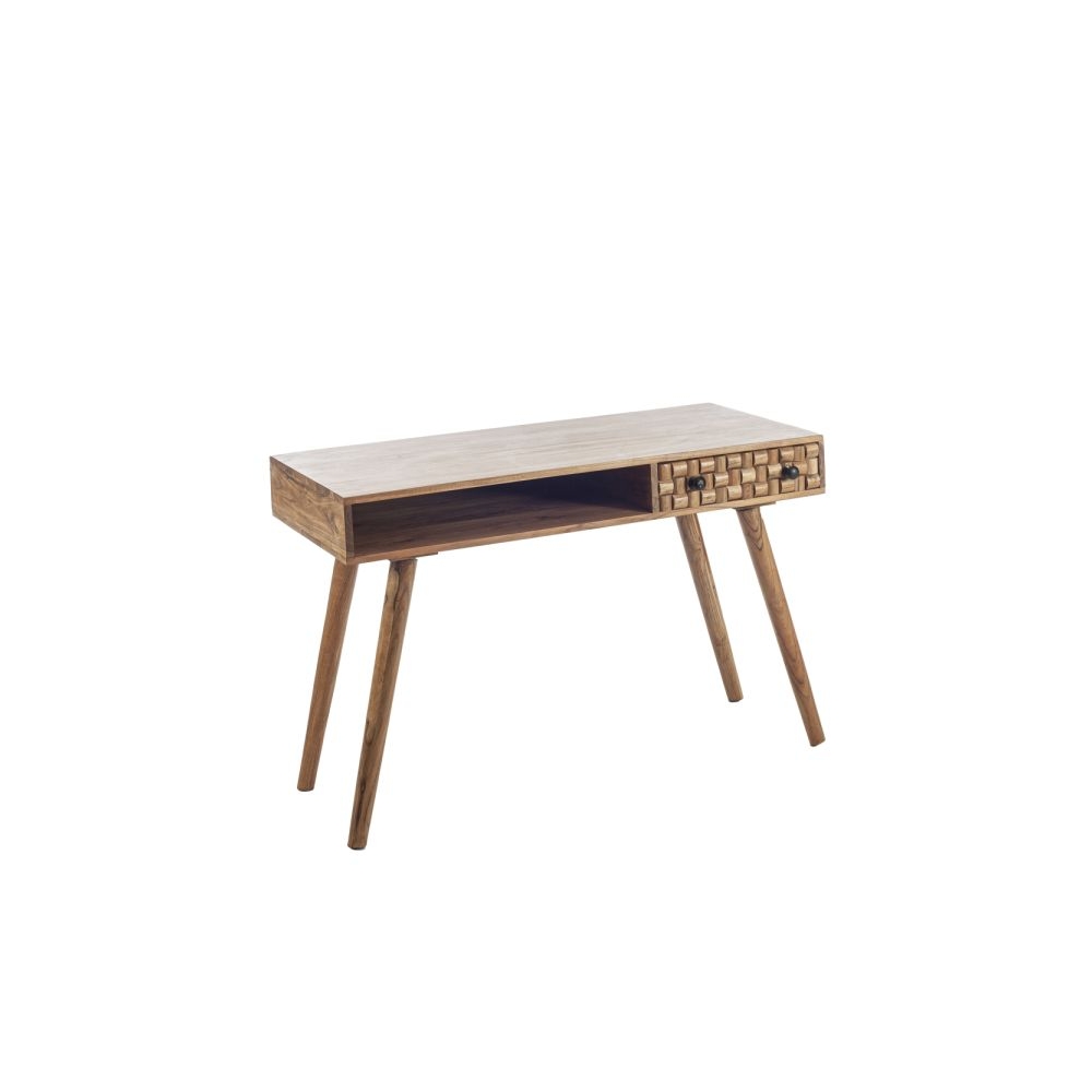 Artekko Attari Καφέ Κονσόλα Γραφείο από Ξύλο Teak (115x50x76.5)cm Artekko 720-2107-LAP