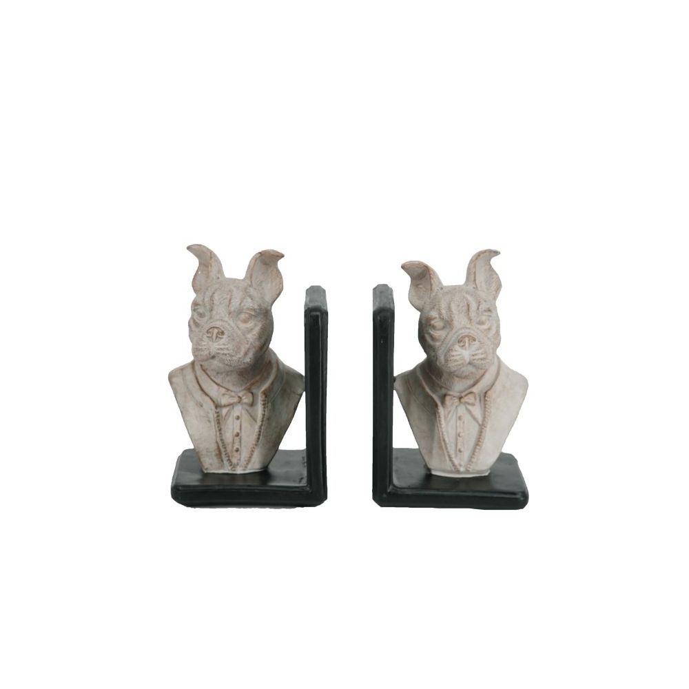 Artekkol Bookends Βιβλιοστάτες Ρητίνης με Σκυλιά σε Λευκή Πατίνα (12x10.5x19)cm 2pcs Artekko 72427