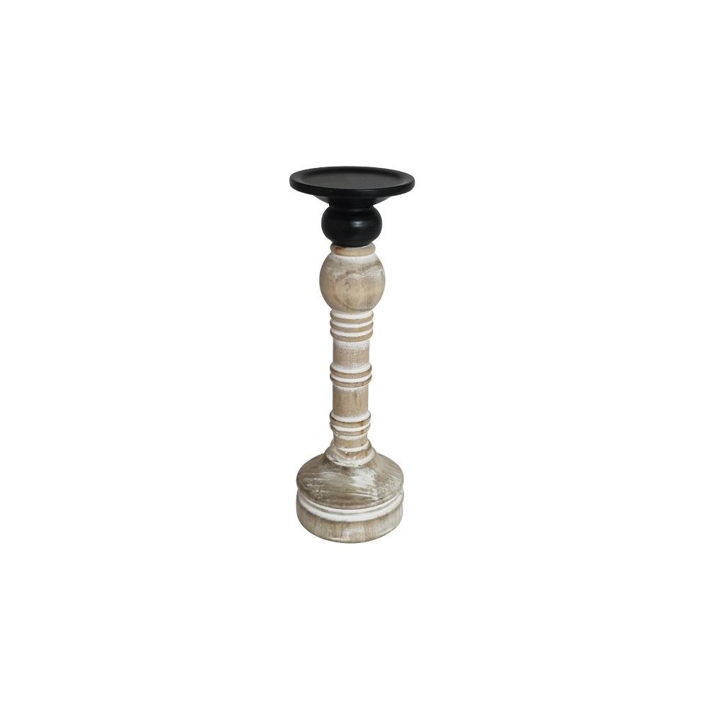 Artekko Candle Holder Ξύλινο Κηροπήγιο σε Λευκή Πατίνα (10x10x41.5)cm Artekko 742-2611