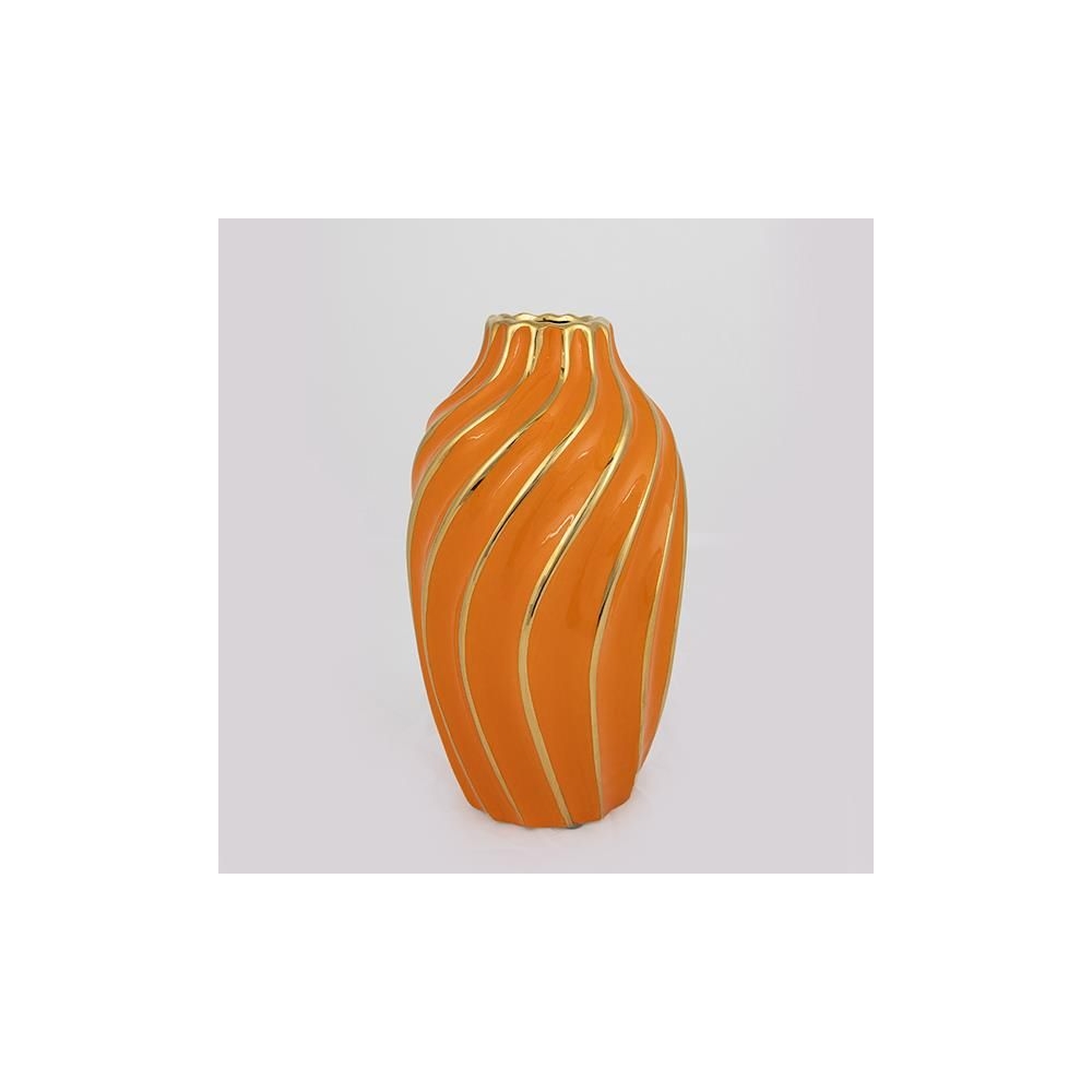 ΒΑΖΟ ΚΕΡΑΜΙΚΟ ΠΟΡΤΟΚΑΛΙ - ΧΡΥΣΟ 14x14x24.5cm Eurolamp 752-20182