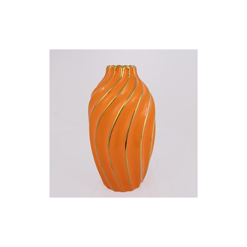ΒΑΖΟ ΚΕΡΑΜΙΚΟ ΠΟΡΤΟΚΑΛΙ - ΧΡΥΣΟ 17x17x30.5cm Eurolamp 752-20184