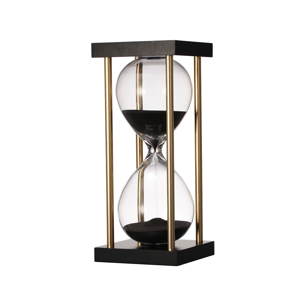 Artekko Hourglass Γυάλινη Διακοσμητική Κλεψύδρα σε Βάση με Μαύρη Άμμο (8.5x8.5x19.5)cm Artekko 75731-BLAC