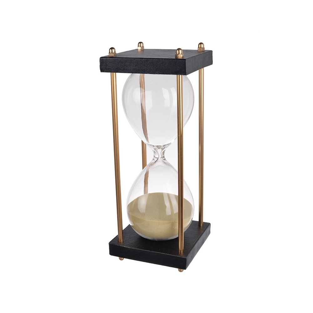 Artekko Hourglass Γυάλινη Διακοσμητική Κλεψύδρα σε Βάση με Μπεζ Άμμο (11.2x11.2x24)cm Artekko 75982-BLTN