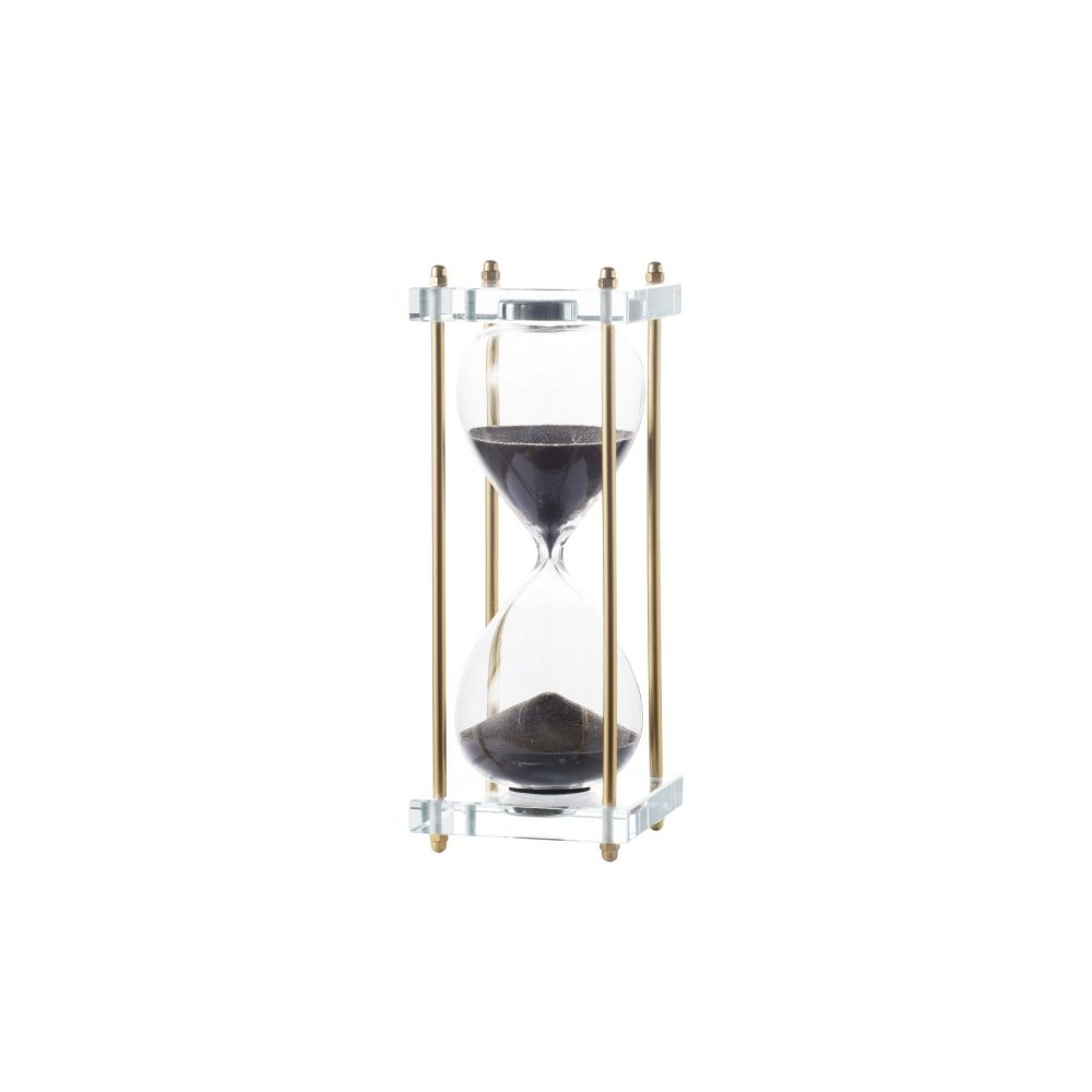 Artekko Hourglass Κλεψύδρα Διακοσμητική Γυαλί Κρύσταλλο Μαύρο Χρυσό (7.6x7.6x25.4)cm Artekko 76881