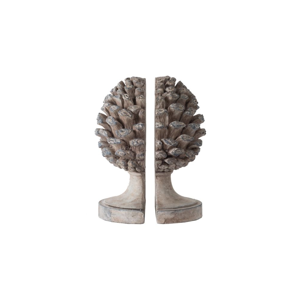 Artekko Pine Cone Γκρι Βιβλιοστάτες Ρητίνης με Κουκουνάρα (23.5x18.5x15.5)cm 2pcs Artekko 77340