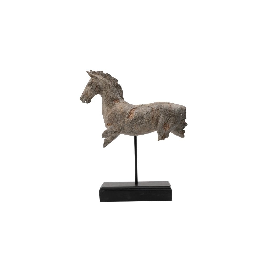Artekko Statue Γκρι Επιτραπέζιο Διακοσμητικό Γλυπτό Αλόγου σε Βάση από Ρητίνη (36x11x43)cm Artekko 77622