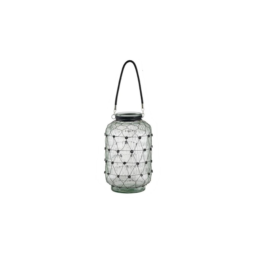 Artekko Clear Διάφανο Γυάλινο Βάζο Φανάρι με Μεταλλικό Πλέγμα (22x22x38)cm Artekko 77651