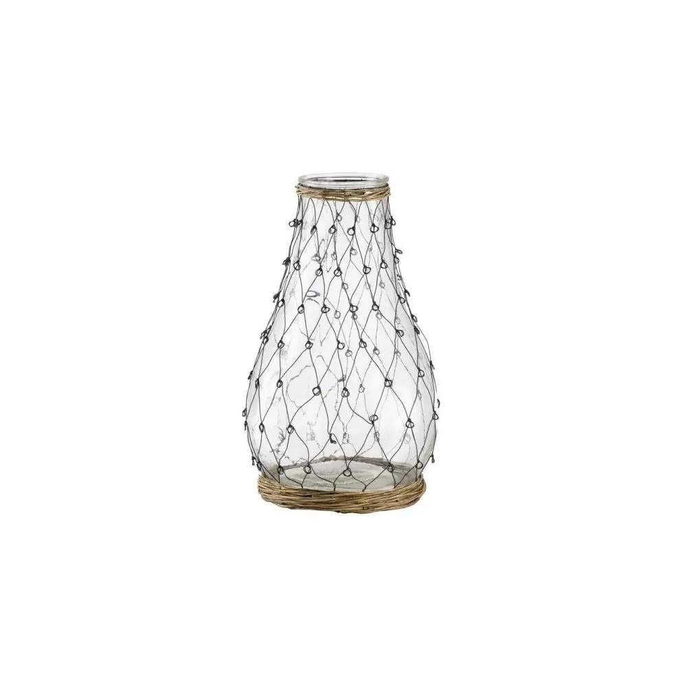 Artekko Clear Διάφανο Γυάλινο Βάζο με Μεταλλικό Πλέγμα (26x26x46)cm Artekko 77653
