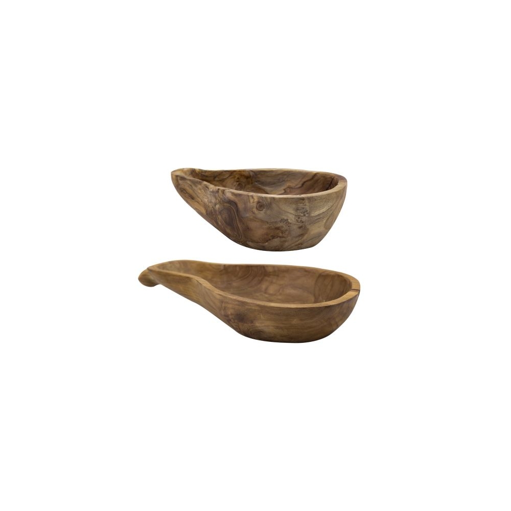 Artekko Woody Μπολ από Ξύλο Teak σε Φυσική Απόχρωση (41x23x9)cm 2pcs Artekko 77894