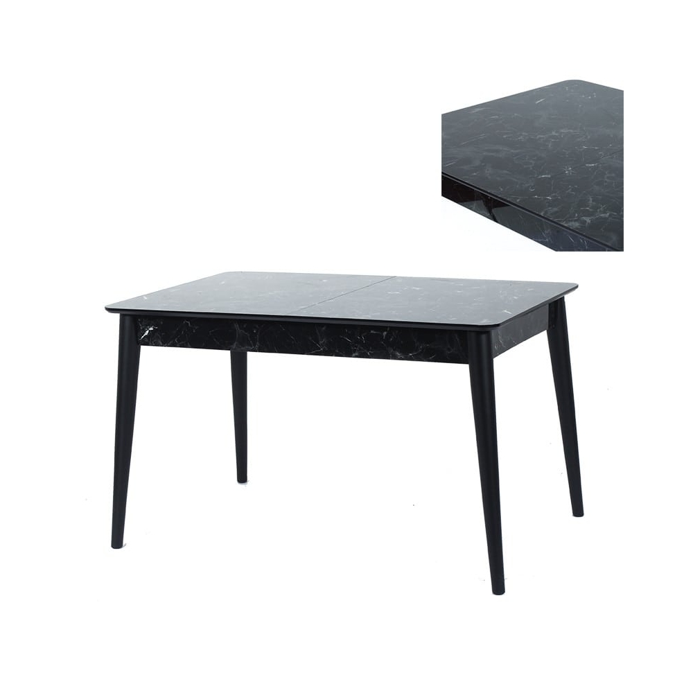 Artekko Lotus Τραπέζι Eπεκτεινόμενο MDF με Plexiglass Εφέ Μαύρο Μάρμαρο (130+30x80x75)cm Artekko 783-0017