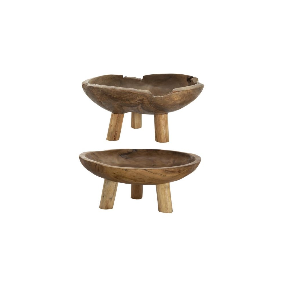 Artekko Woody Καφέ Διακοσμητικά Μπολ από Ξύλο Teak (30x30x15)cm 2pcs Artekko 78339
