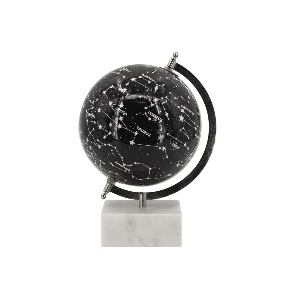 Artekko Globe Μαύρη Διακοσμητική Σφαίρα με Ουράνια Σώματα σε Μαρμάρινη Βάση (20.3x20.3x30)cm Artekko 78468