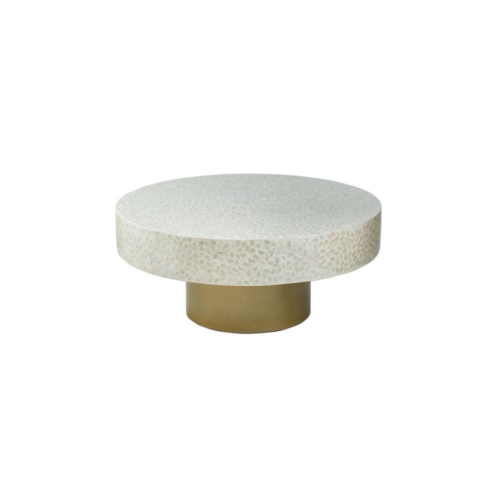 Artekko Ivory Τραπέζι Σαλονιού MDF Capiz Άσπρο Μπεζ (89x89x41)cm Artekko 78482-CREA