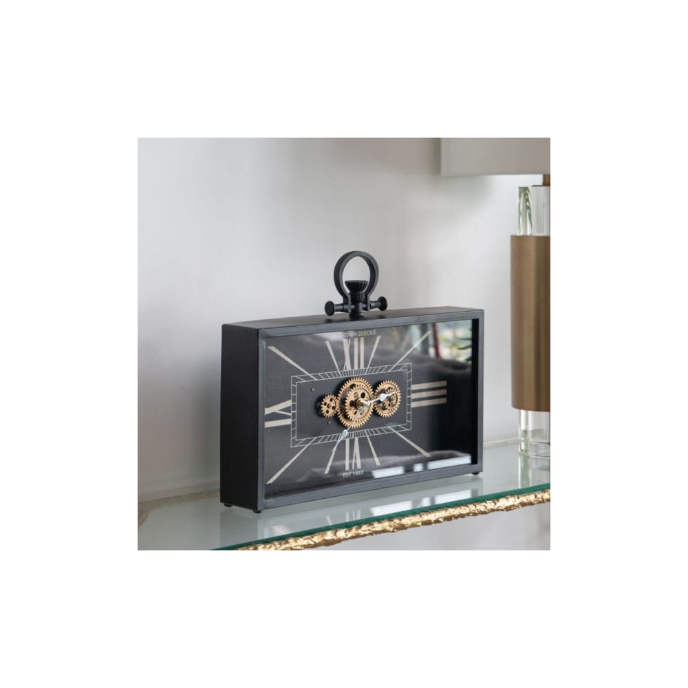 Artekko Clock Μαύρο Μεταλλικό Επιτραπέζιο Ρολόι με Μηχανισμό (45x8x33)cm Artekko 78665-DS