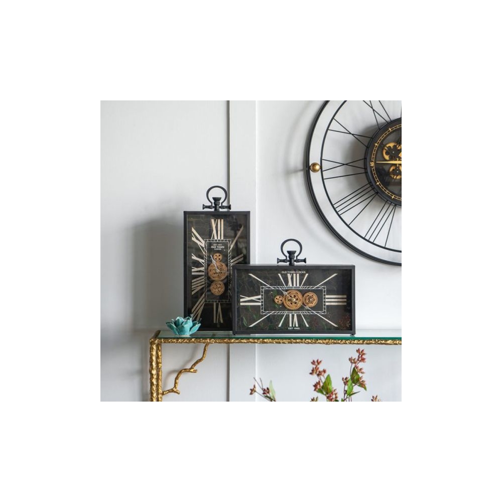 Artekko Clock Μαύρο Μεταλλικό Επιτραπέζιο Ρολόι με Μηχανισμό (45x8x33)cm Artekko 78665-DS