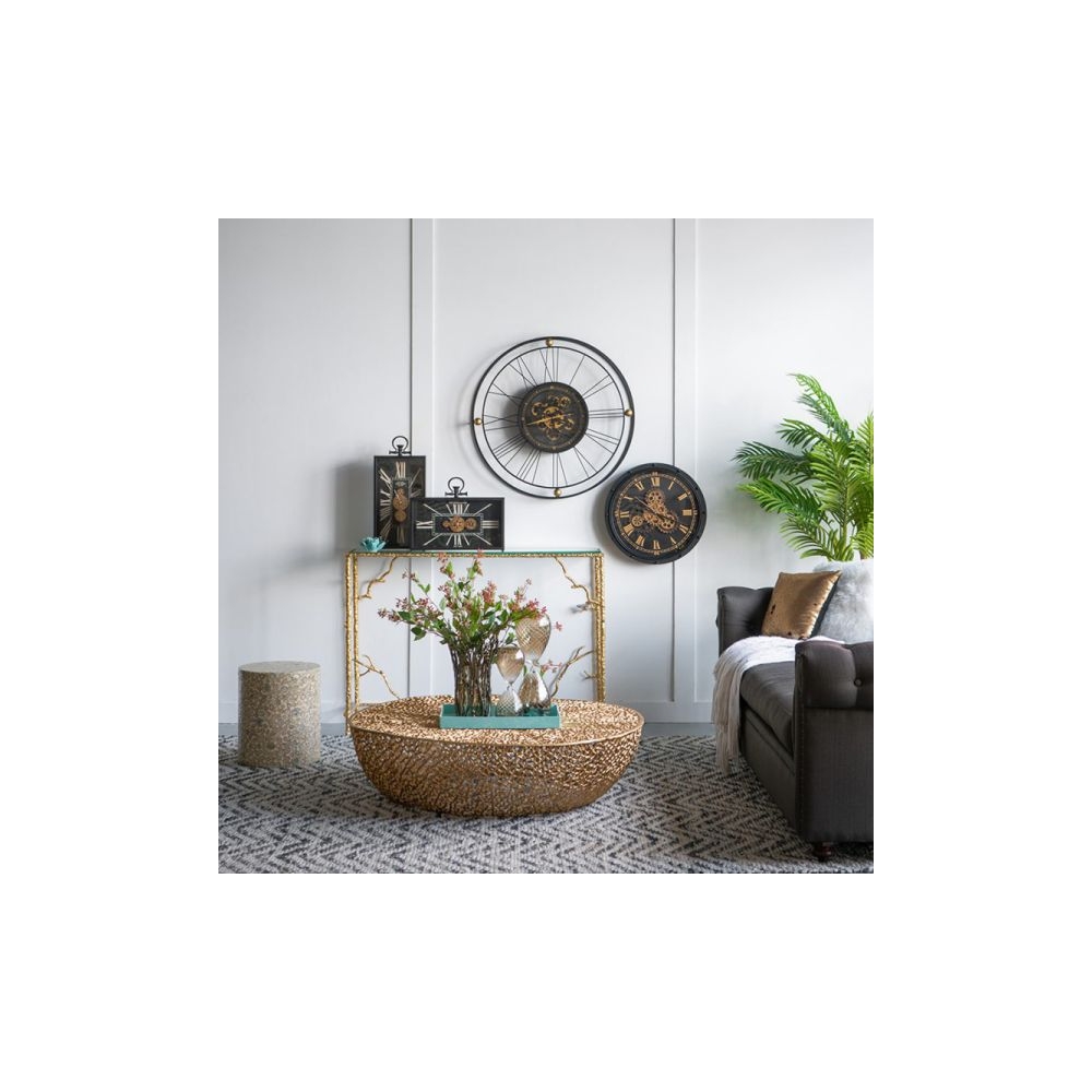 Artekko Clock Μαύρο Μεταλλικό Επιτραπέζιο Ρολόι με Μηχανισμό (45x8x33)cm Artekko 78665-DS