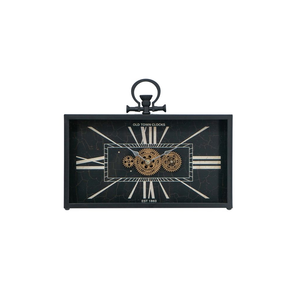 Artekko Clock Μαύρο Μεταλλικό Επιτραπέζιο Ρολόι με Μηχανισμό (45x8x33)cm Artekko 78665-DS
