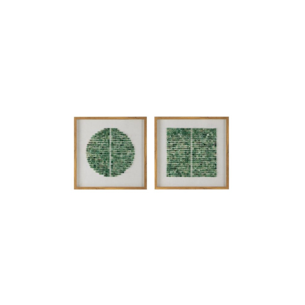 Artekko Mosaic Πίνακες με Διακοσμητικές Πράσινες Πέτρες σε Ξύλινη Κορνίζα (60x60x3)cm 2pcs Artekko 82769