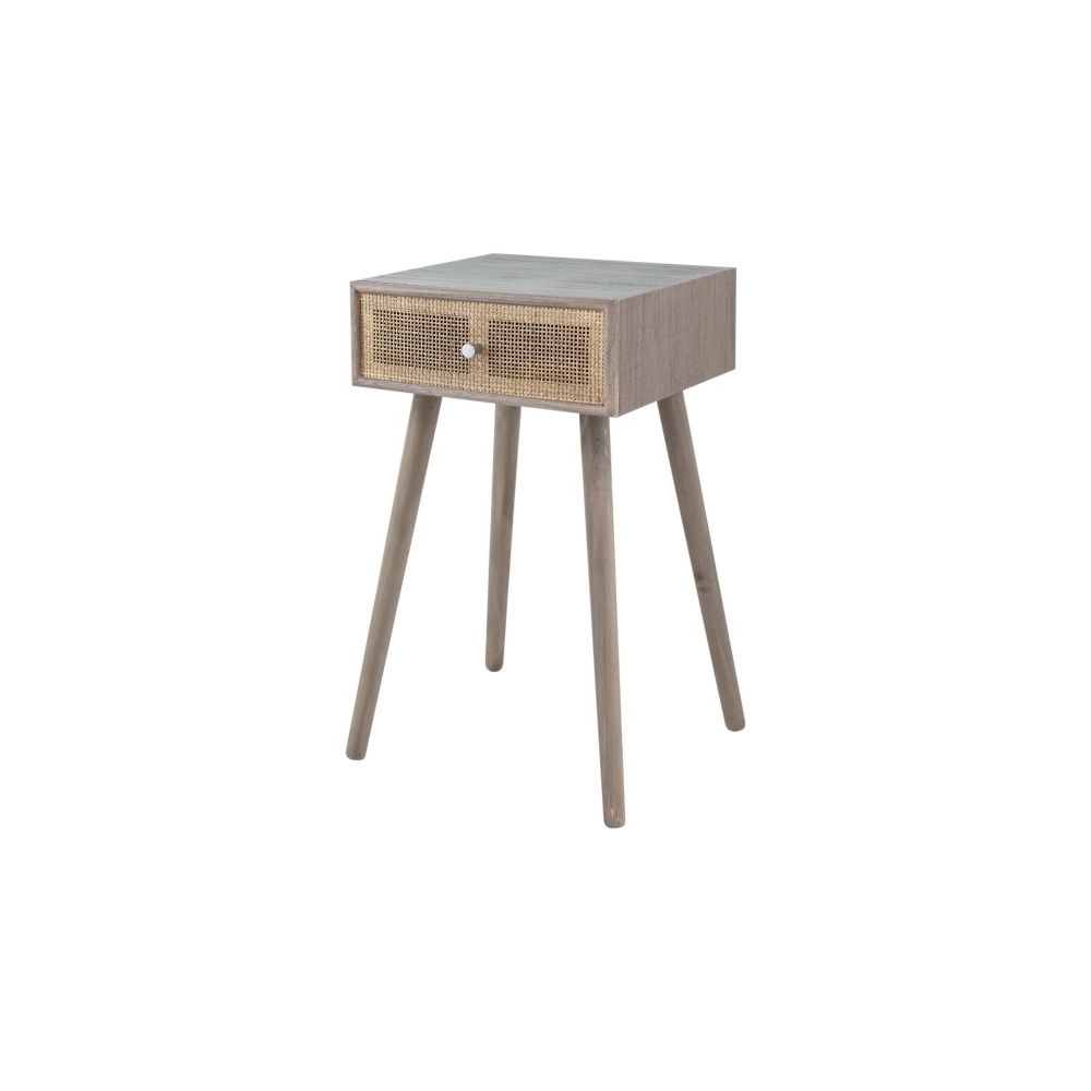 Artekko Cons MDF Κομοδίνο με Ψάθα σε Φυσική Απόχρωση (40x37x70)cm Artekko 82791