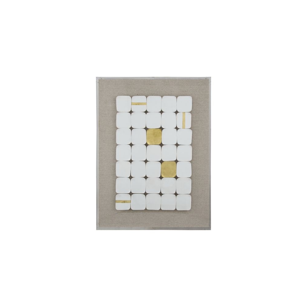 Artekko Mosaic Μπεζ Διακοσμητικός Πίνακας με Λευκή Κεραμική Τεχνοτροπία σε Plexiglass Κορνίζα (60x4x80)cm Artekko 82811