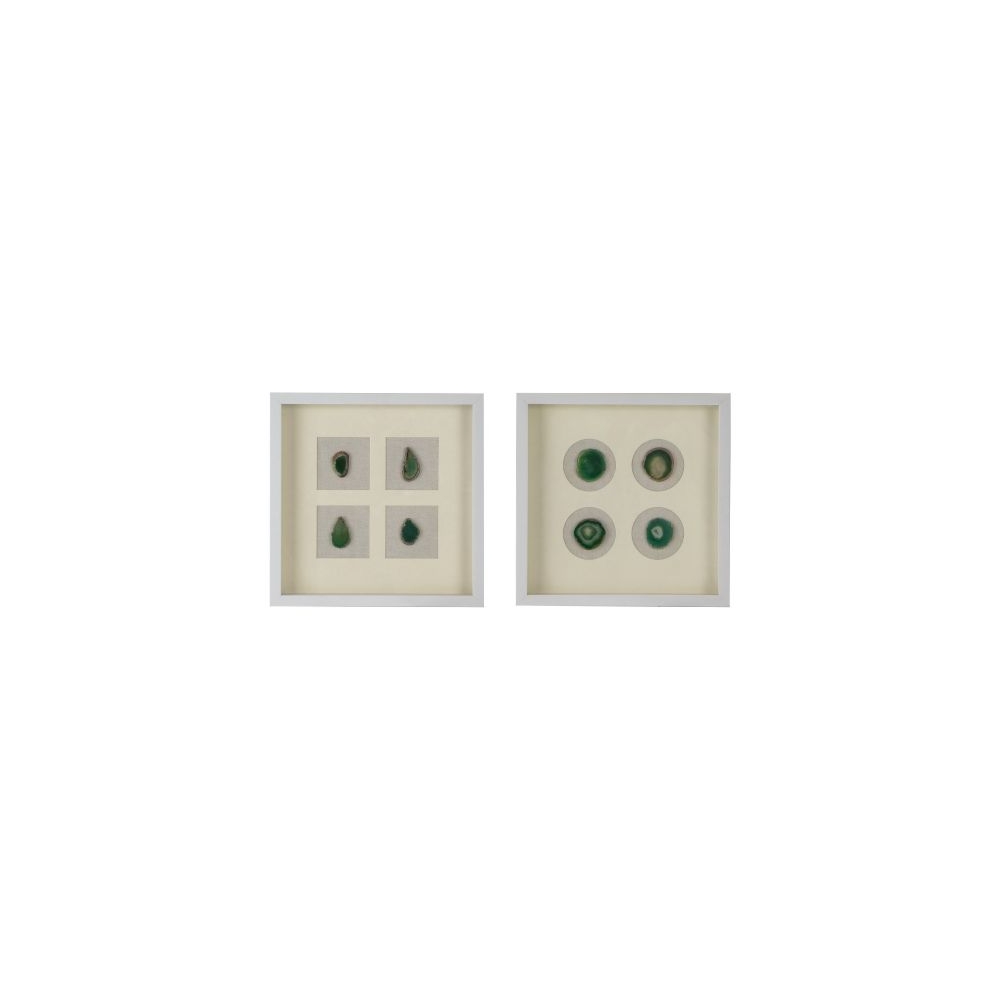Artekko Mosaic Πίνακες με Διακοσμητικές Πράσινες Πέτρες σε Λευκή Κορνίζα (40x40x3)cm 2pcs Artekko 82896