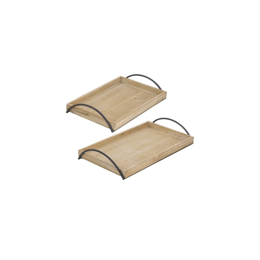 Artekko Tray Διακοσμητικός Δίσκος MDF/Μέταλλο Μπεζ/Μαύρο (49x31x9)cm Σετ/2 Artekko 86669