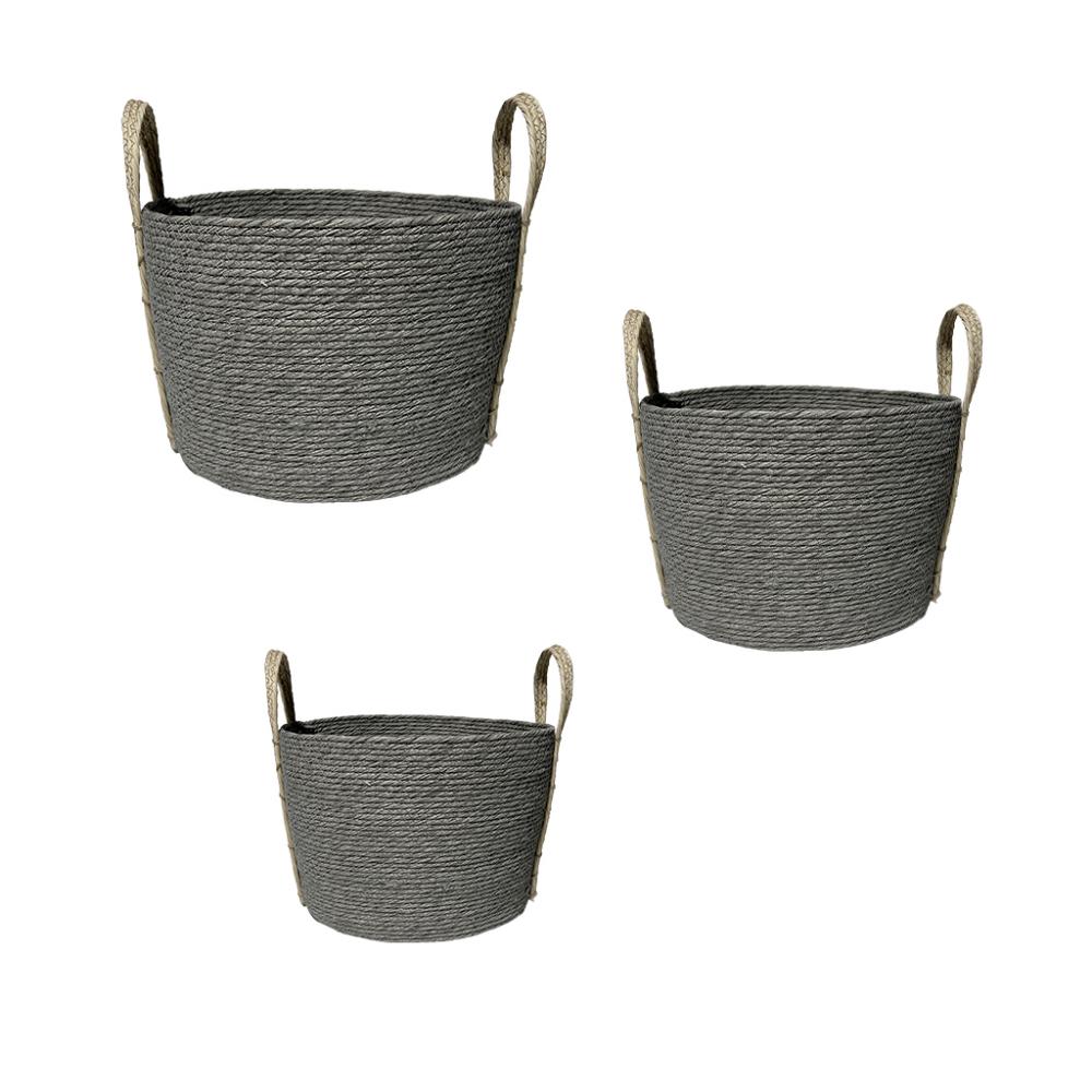 ΚΑΛΑΘΙ SYNTH. RATTAN ΣΤΡΟΓΓ. SET/3 ΓΚΡΙ 35X25/30X20/25X15EK. Espiel FEX202