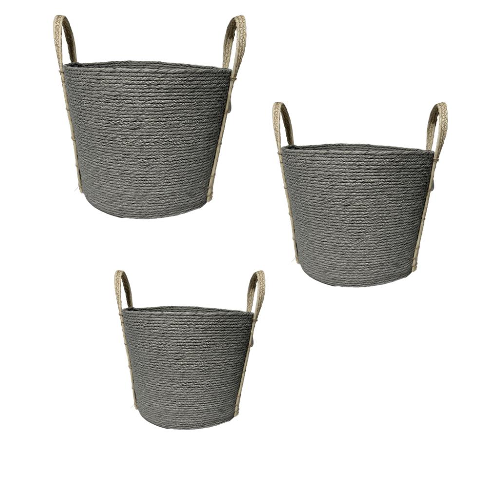 ΚΑΛΑΘΙ SYNTH. RATTAN ΣΤΡΟΓΓ. SET/3 ΓΚΡΙ 35X30/30X25/25X20EK. Espiel FEX204