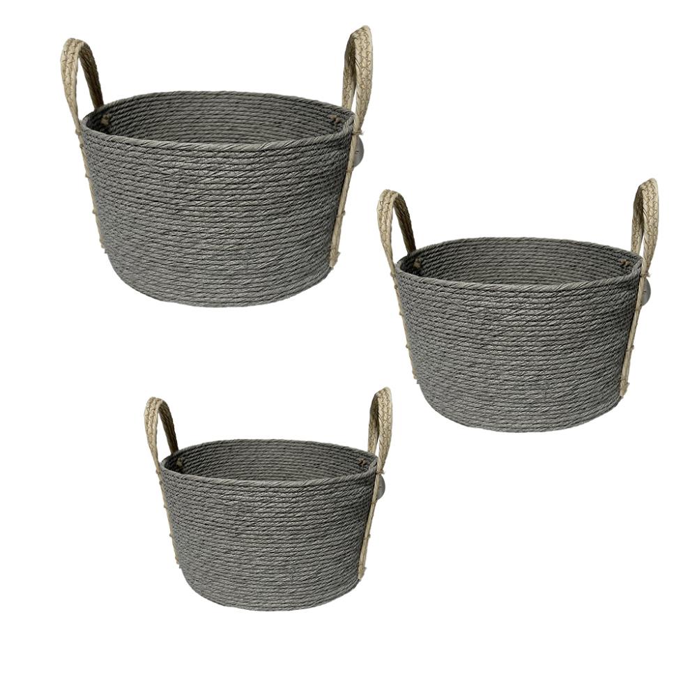 ΚΑΛΑΘΙ SYNTH. RATTAN ΣΤΡΟΓΓ. SET/3 ΓΚΡΙ 35X20/30X17/25X14EK. Espiel FEX206