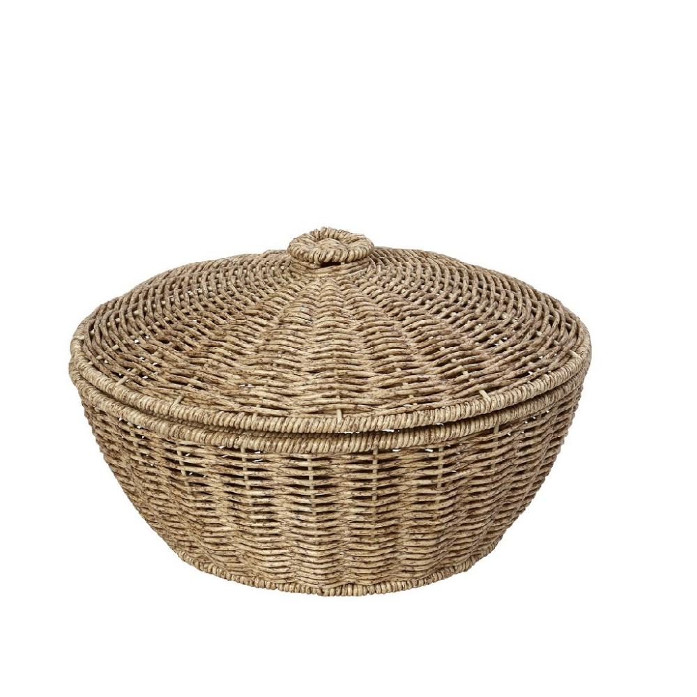 ΚΑΛΑΘΙ ΣΤΡΟΓΓ. ΜΕ ΚΑΠ. SYNTH. RATTAN ΜΠΕΖ 28Χ28Χ18ΕΚ Espiel KOD142