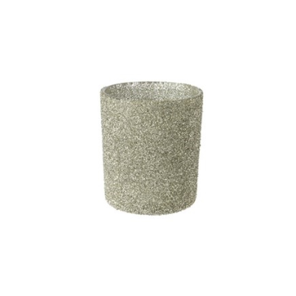 Κηροπήγιο ρεσό, γυάλινο glitter, πράσινο 10cm Zaros GL573