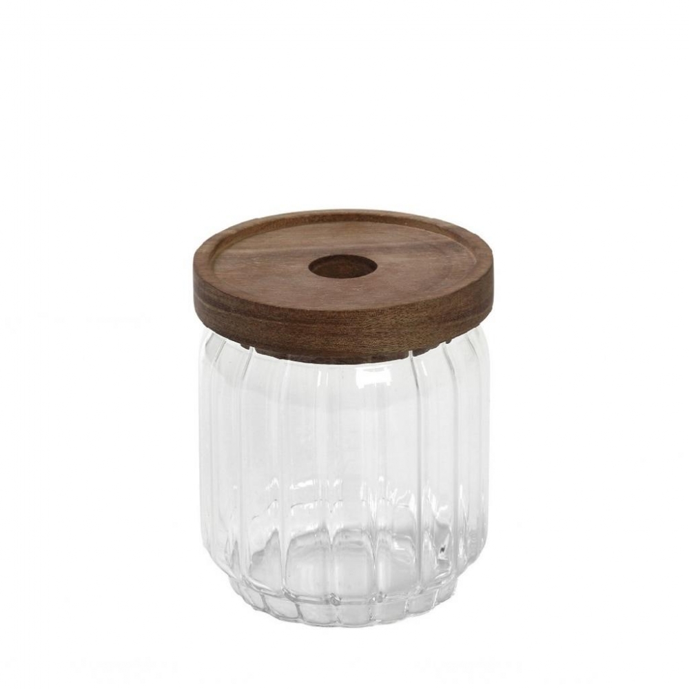 ΓΥΑΛΙΝΟ ΔΟΧΕΙΟ ΜΕ ΞΥΛ. ΚΑΠΑΚΙ ΑΚΑΚΙΑΣ 500ML 9X10EK Espiel TUL102K6
