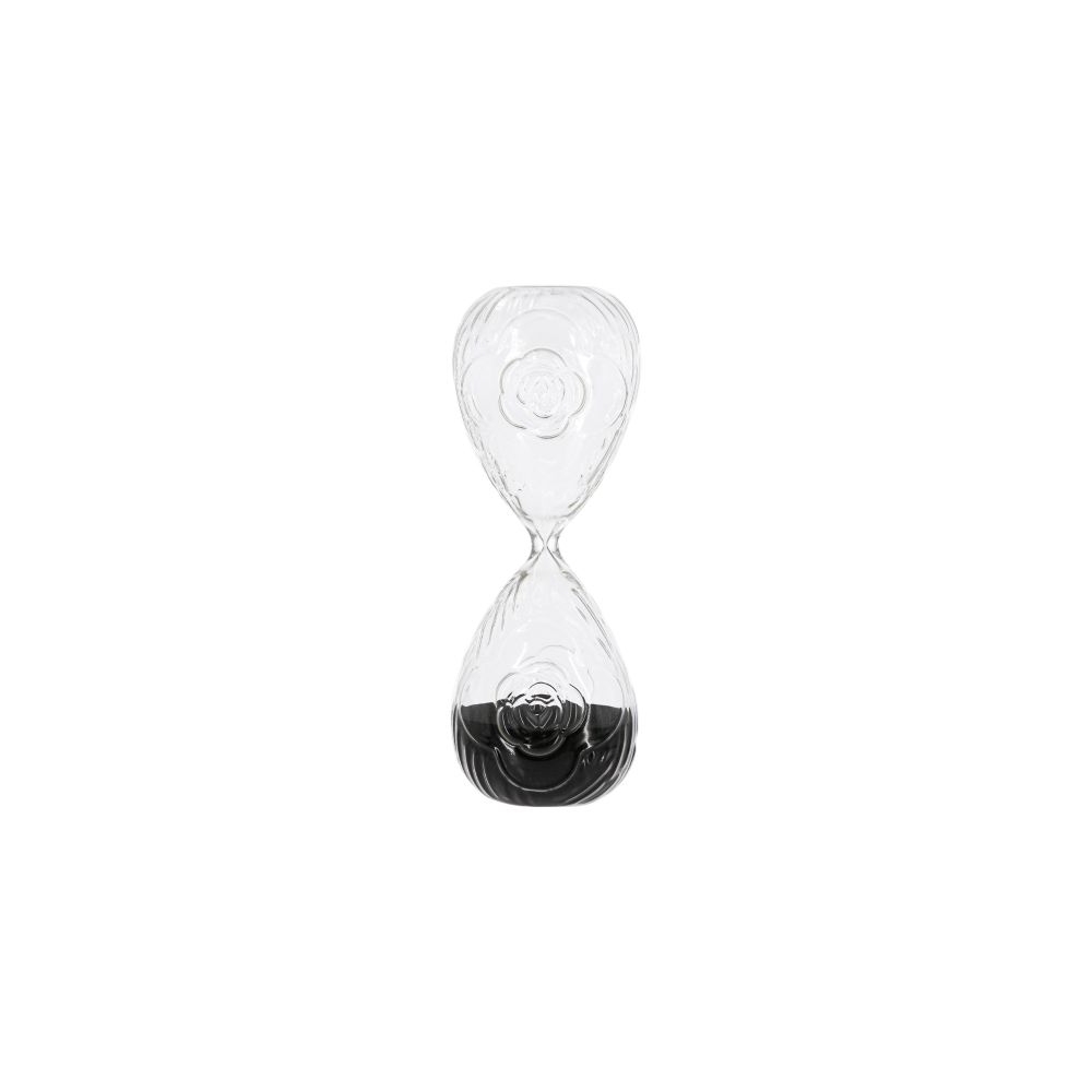 Artekko Hourglass Γυάλινη Κλεψύδρα με Ανάγλυφο Τριαντάφυλλο και Μαύρη Άμμο (9.8x9.8x25.4)cm Artekko B0010-BLAC
