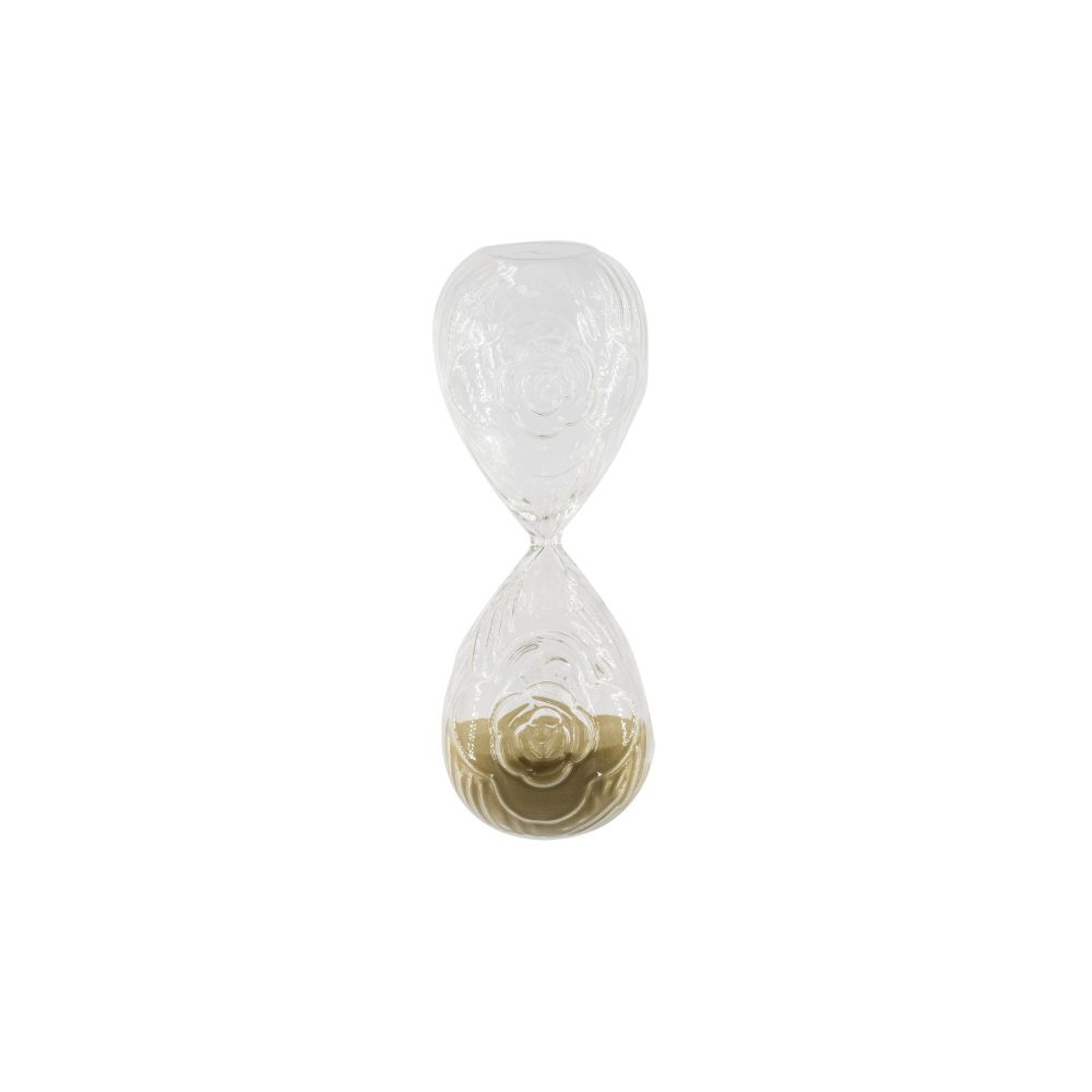 Artekko Hourglass Γυάλινη Κλεψύδρα με Ανάγλυφο Τριαντάφυλλο και Μπεζ Άμμο (9.8x9.8x25.4)cm Artekko B0010-TAN