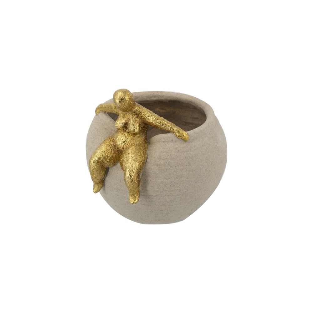 Artekko Figurine Μπεζ Μπολ Ρητίνης με Γυναικεία Φιγούρα (23.5x22.3x22.3)cm Artekko B9287