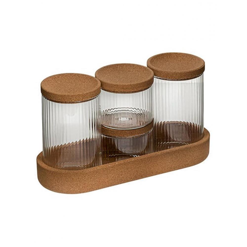 Βάζα 4 αποθήκευσης σε βάση φελλου  14x9,7x26cm Plastona 07.214776