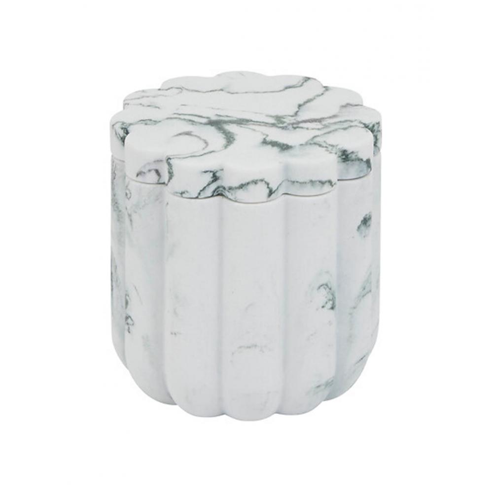 Βάζο για βαμβάκι μάρμαρο λευκό Φ9,1x9,6cm Plastona 07.213324