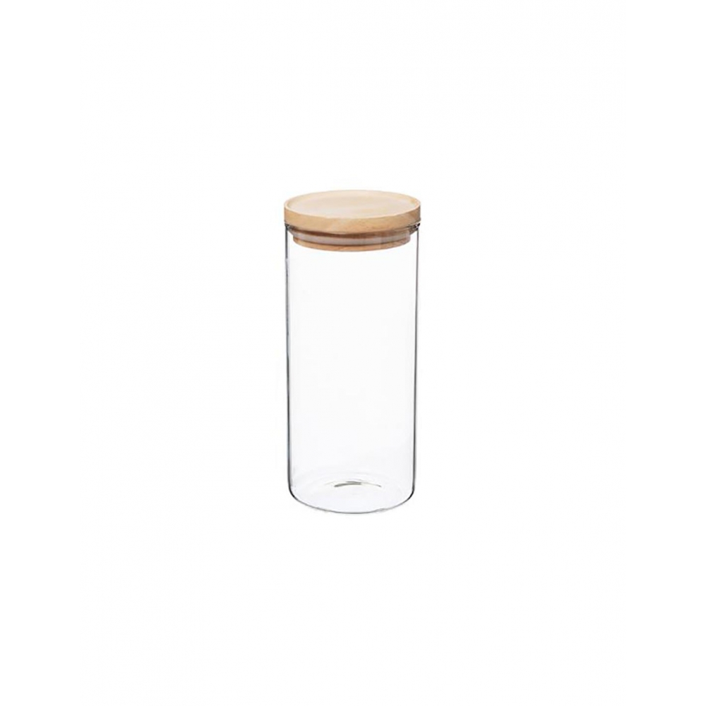 Βάζο γυαλ.αποθ.με ξύλινο καπάκι 1,3LT,  9,6X22 Plastona 07.135028