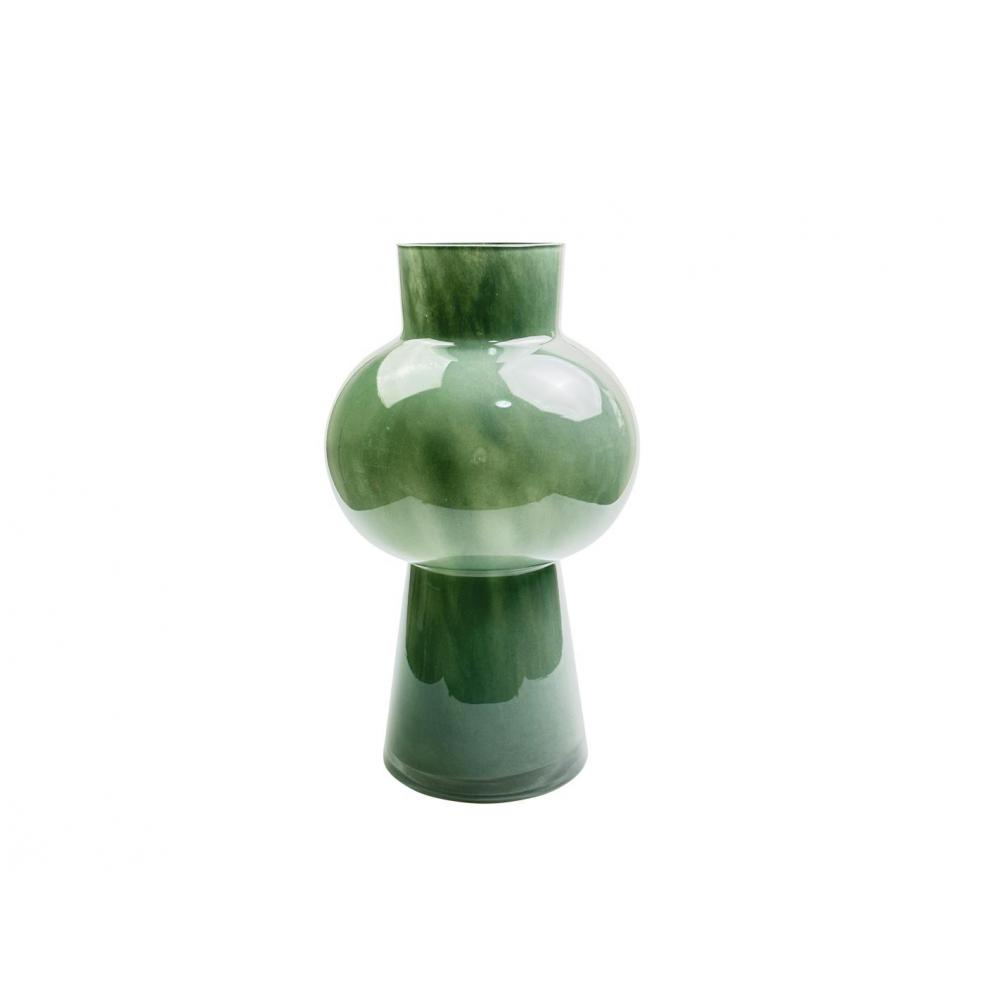 Βάζο γυαλ. γαλακτ.πράσινο με πόδι Φ17,5Η30cm Plastona 00.03.32538