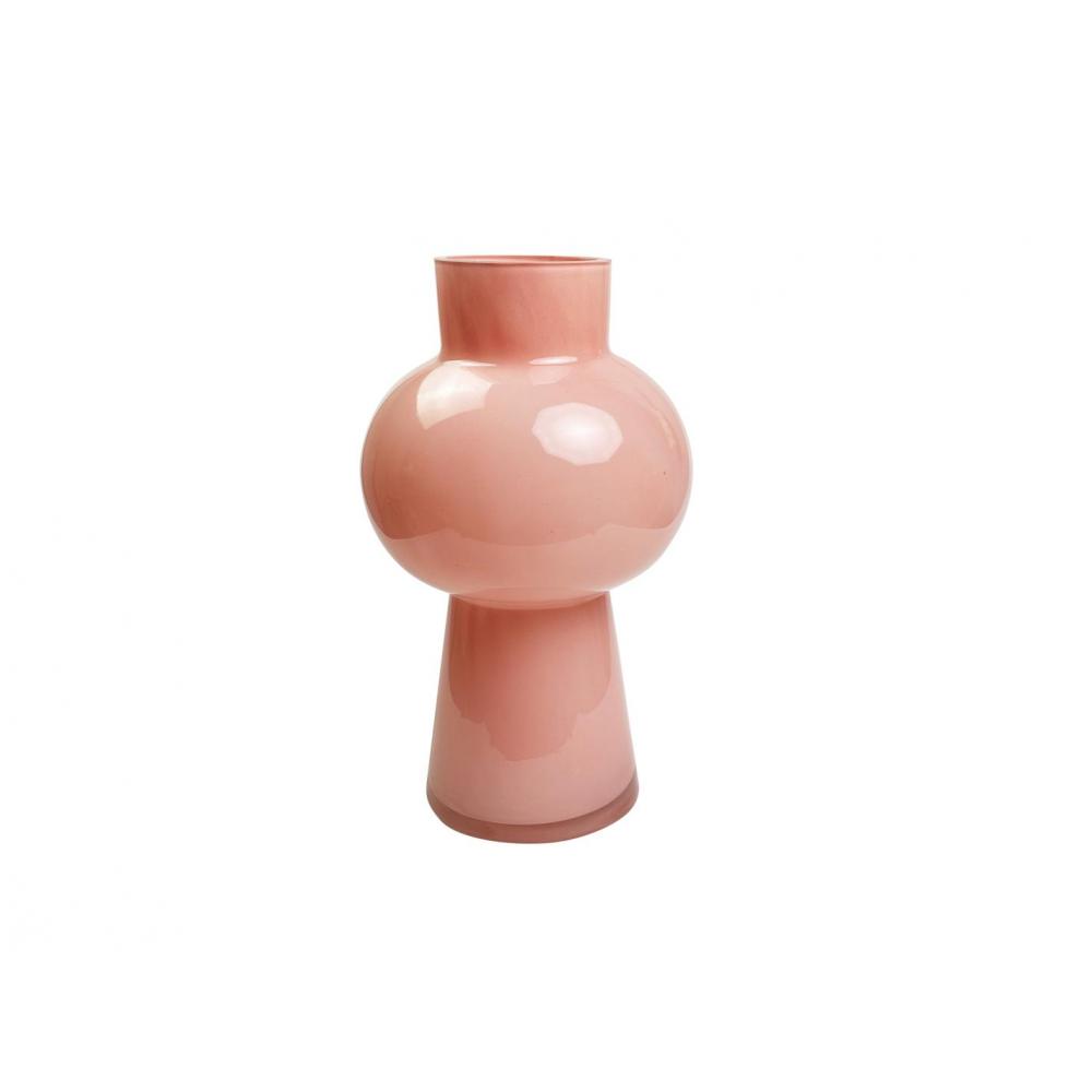 Βάζο γυαλ. γαλακτ.ροζ με πόδι Φ17,5Η30cm Plastona 00.03.32539