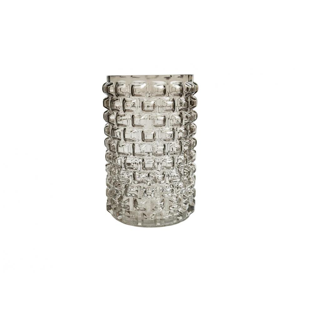 Βάζο γυαλ. Γκρι ανάγλυφο Φ13Η20cm Plastona 00.03.32512