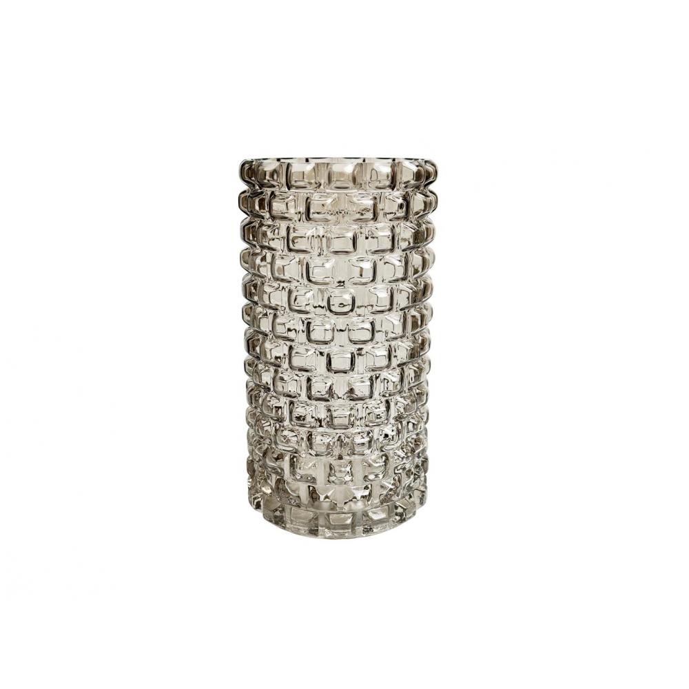 Βάζο γυαλ. Γκρι ανάγλυφο Φ13Η24,5cm Plastona 00.03.32510