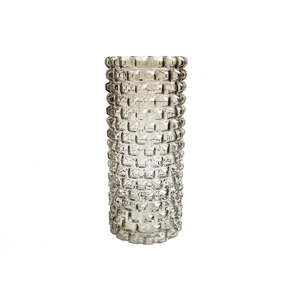 Βάζο γυαλ. Γκρι ανάγλυφο Φ13Η29,5cm Plastona 00.03.32508