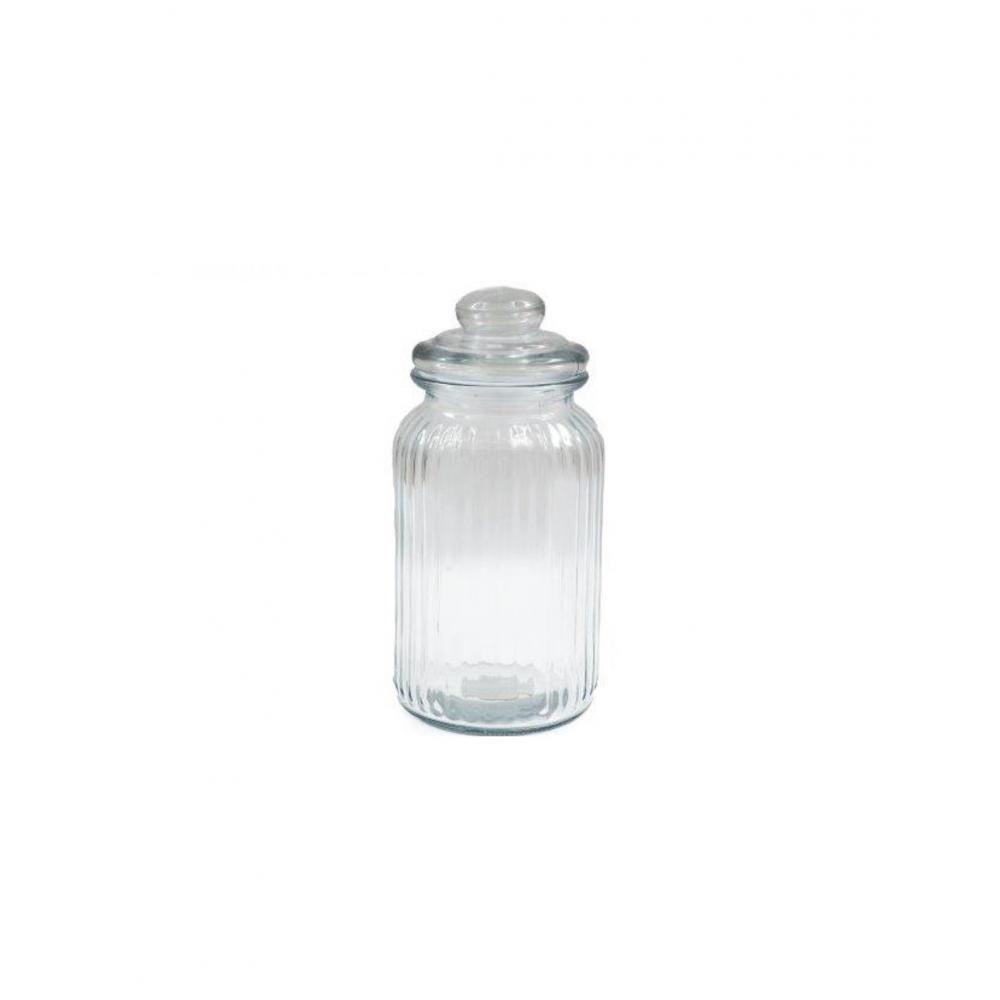 Βάζο γυαλ.με καπάκι ριγέ 11Χ22 /1300ml Plastona 014.KG3448